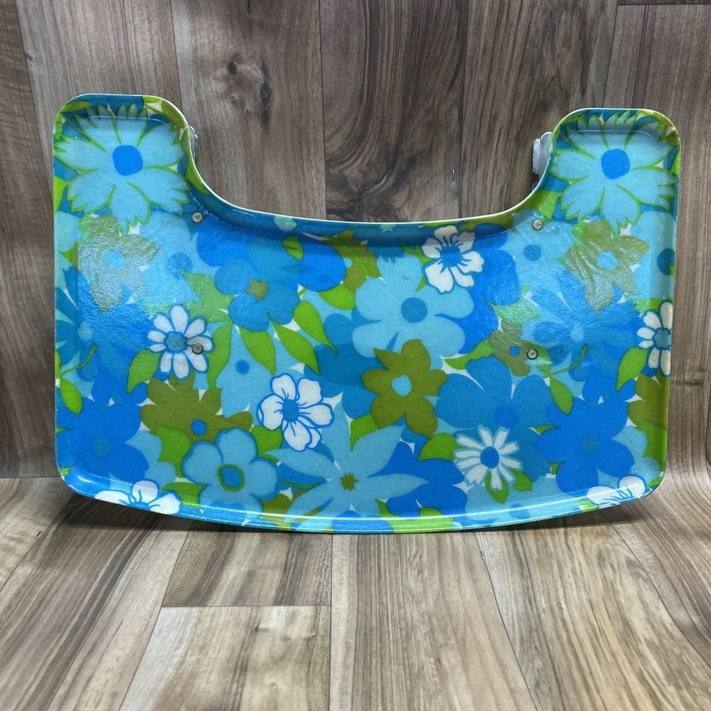 Vintage MCM 1970's Flower Power‎ Baby High Chair Fiberglass Tray Table Kitchen